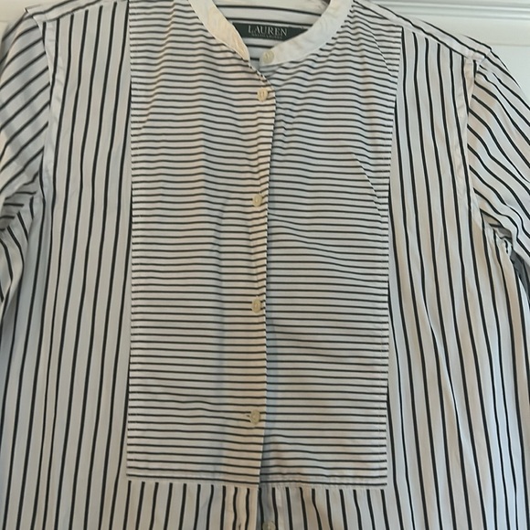 Crisp Striped Button Down with Tuxedo Bib Detail - Picture 2 of 5